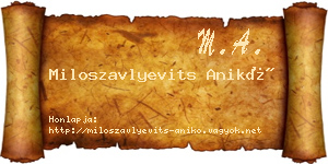 Miloszavlyevits Anikó névjegykártya