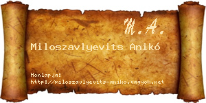 Miloszavlyevits Anikó névjegykártya